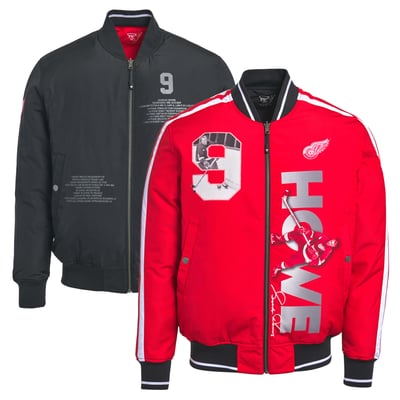 Gordie Howe Detroit Red Wings FE Reversible Full-Zip Bomber Jacket - Red/Black